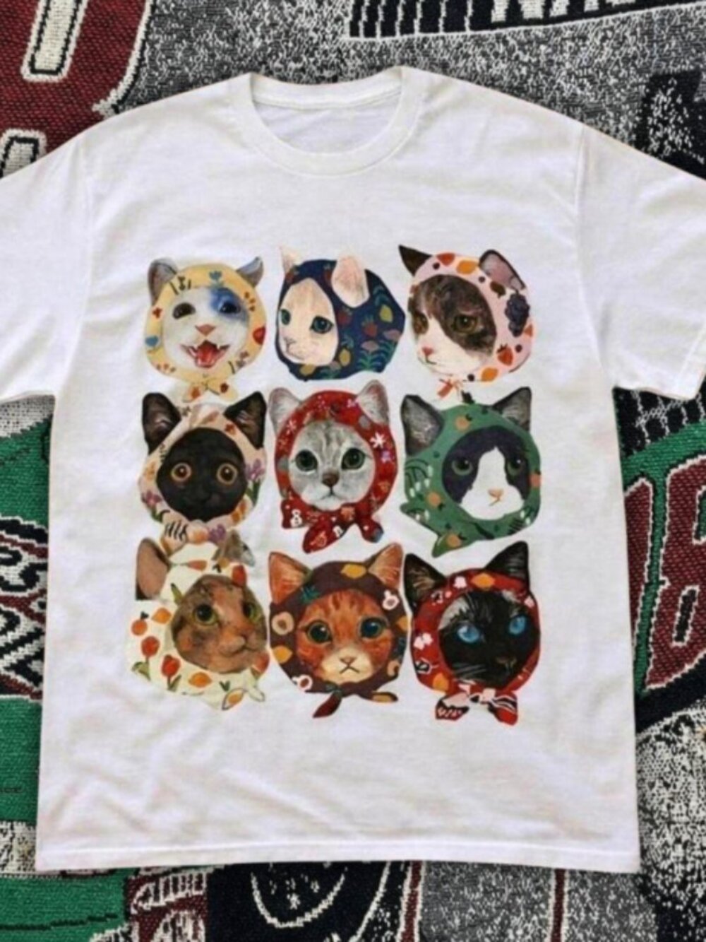 Cute Cat Faces Collage Tee – Colorful Kawaii Animal T Shirt